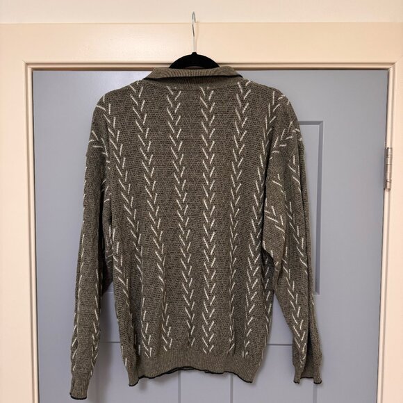Vintage Conte di Milano Gray Chevron Sweater, Size L - Picture 3 of 8